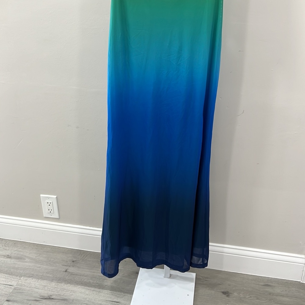 One-Shoulder Green to Blue Ombre Maxi Dress by Runaway The Label - Picture 7 of 8